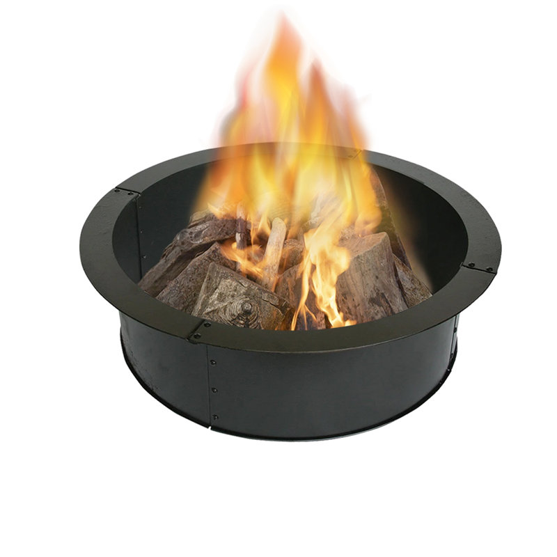 Brenden Round Steel Wood Burning Smokeless Fire Ring, 10" W x 36" W x 36" D
