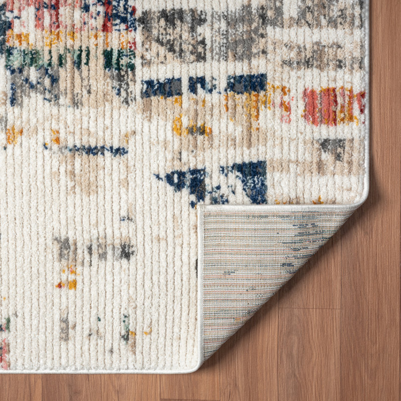 Beaux 8' x 10' Blue and Orange Abstract Synthetic Rug