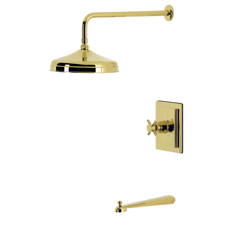 Kingston Brass Concord Single-Handle Pressure Balanced Tub and Shower Faucet, Polished Brass