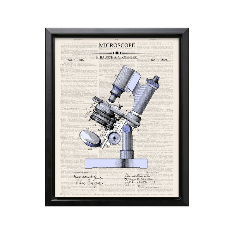 Microscope Blueprint No1, Cadre noir, Canevas, H 18 po x l 24 po