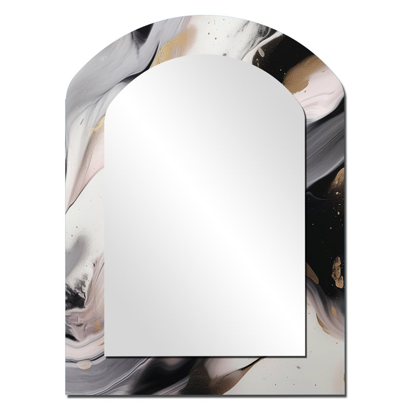 Miroir mural blanc et gris Ripples Of Stone IV, 34 po x 25 po