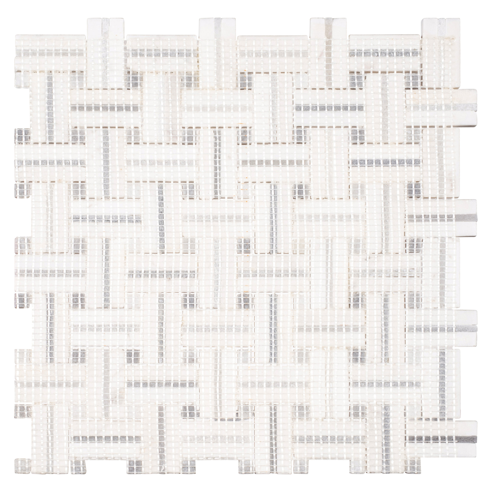 Fabrique 1-in. x 2-in. Basketweave Marble Look Polished Natural Stone Wall & Floor Mosaic Tile, Cashmere