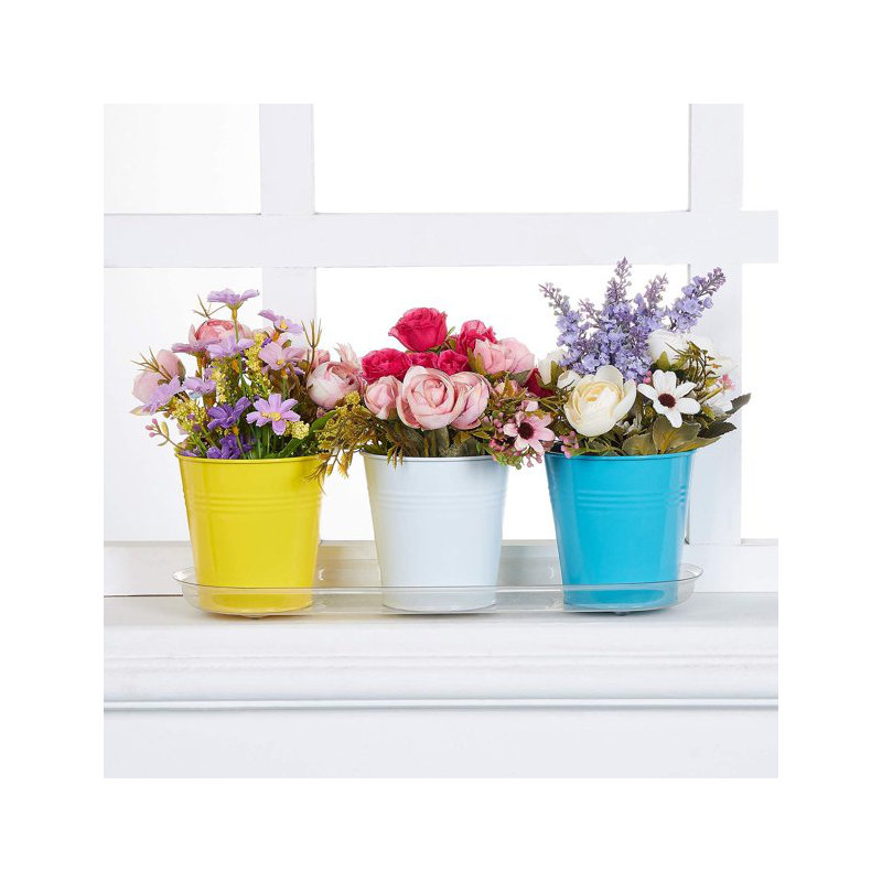 Afton Metal Hanging Planter, 1, Yellow