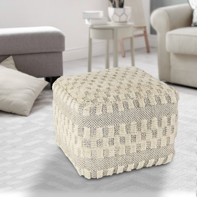 Lebo Modern Striped Handmade Square Upholstered Ottoman Pouf