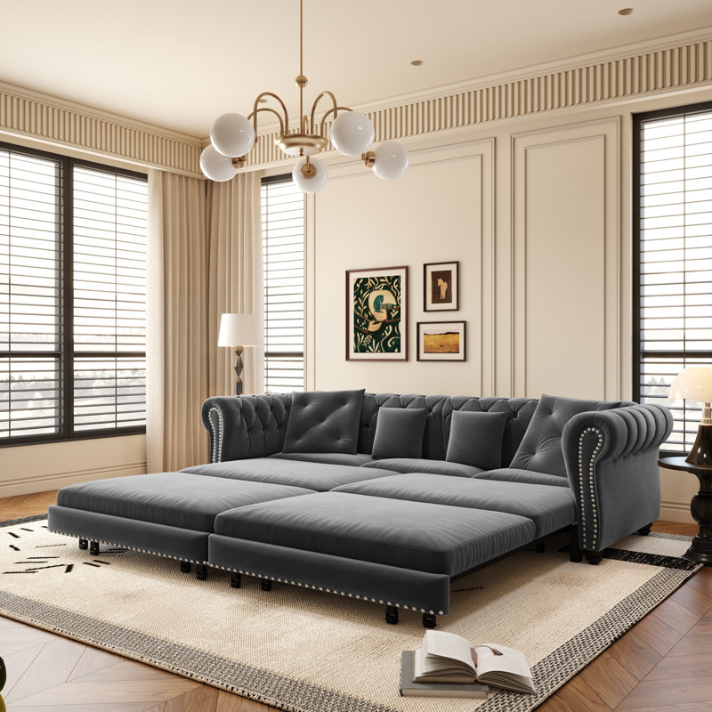 Canapé-lit modulaire 3-en-1 de 89 po Odesser, Gris