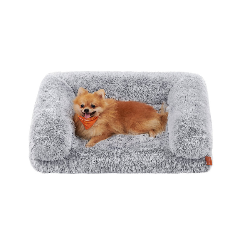 Fluffy Large Dog Bed, L Orthopedic Dog Sofa Bed For Medium Dogs, 23cm H x 58cm W x 76cm D, Grey