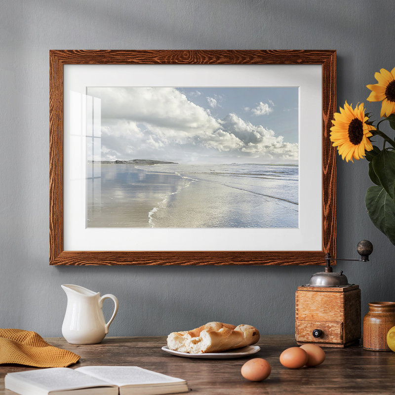 Plage infinie - reproduction encadrée rustique avec tableau mat, Érable, H 14 po x l 20 po