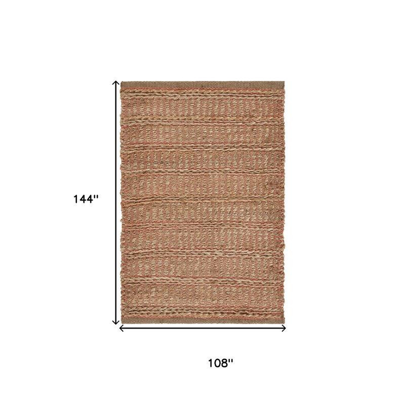 Tapis en jute naturel et rose 9 pi x 12 pi