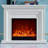White Solid + Manufactured Wood Freestanding Fireplace