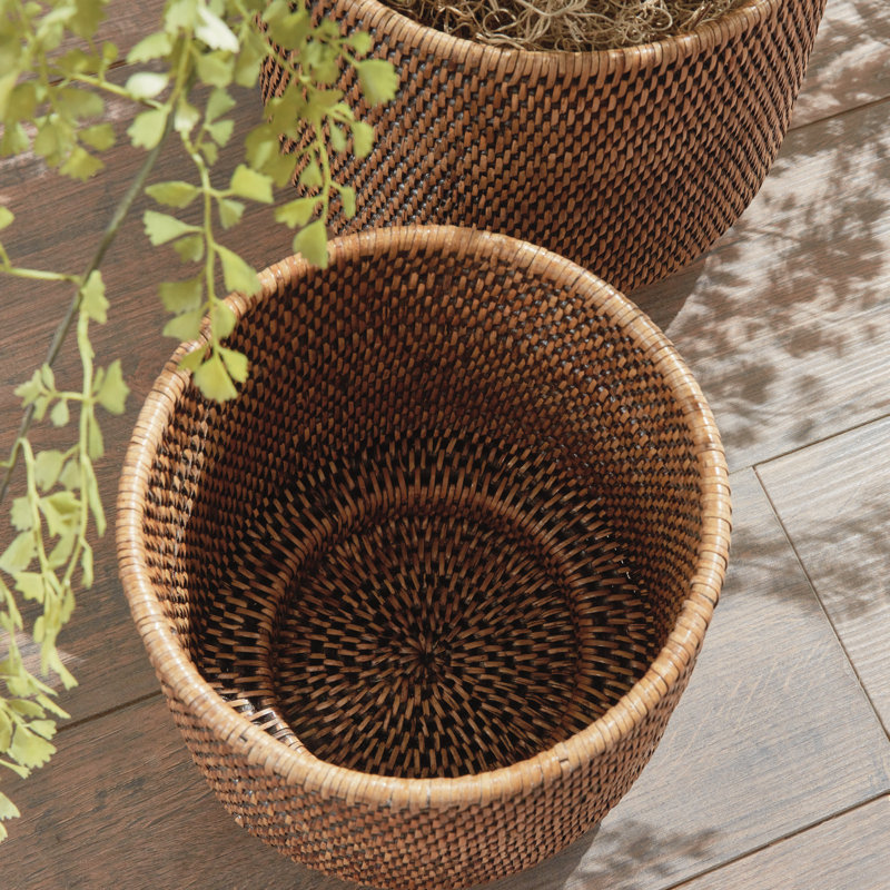 BURMA RATTAN CACHEPOTS LARGE, Brown