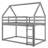 Low House Bunk Bed with Integrated Ladder-1553496721