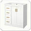 Meuble-lavabo autoportant en bois massif avec tiroirs en céramique-311670896