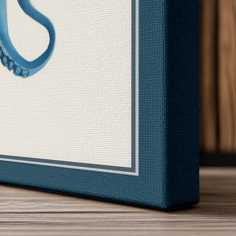 Blue Octopus Modern - Wrapped Canvas, 18x12 - 45.7 x 30.5 cm, Teal Border