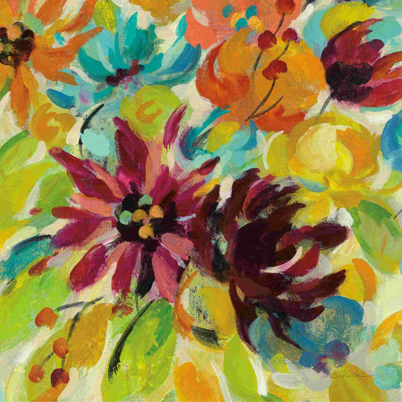 «Autumn Joy III» par Silvia Vassileva, peinture sur toile tendue, H 12 po x l 12 po