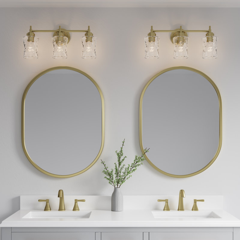 Meuble-lavabo 4 lumières 29,25 po Clarvyn, H 9,25 po x l 29,25 po x P 6,75 po, Laiton, 4 lumières