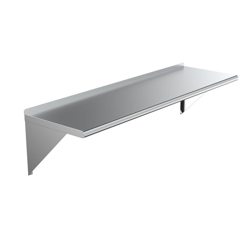 Tablette murale utilitaire en métal., H 17 po x l 60 po x P 18 po, Argent