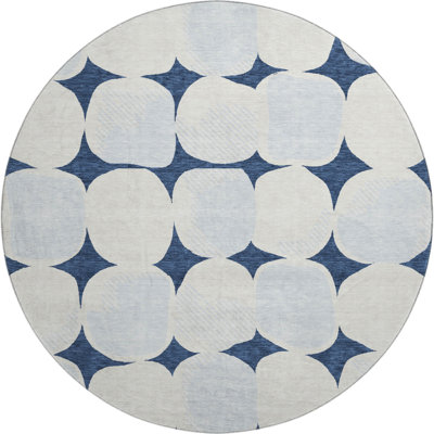 Premium Machine Washable Prisco Navy Rug