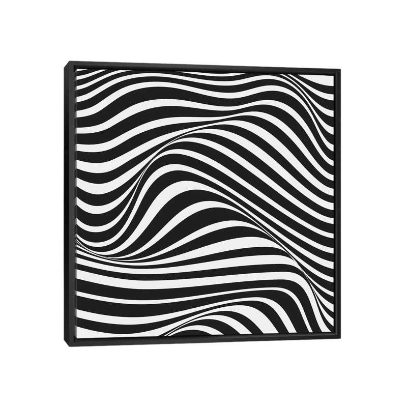 « wave », reproduction d’impression sur toile tendue, H 18 po x l 18 po x P 1,5 po, Toile avec cadre noir, Pas de tapis