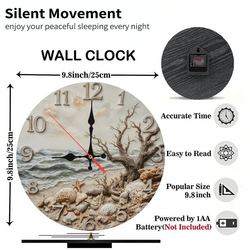 Horloge côtière avec chiffres texturés