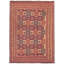 Tapis kaki clair / rouge noué à la main de conception unique 6 pi 9 po x 9 pi 7 po Jitander