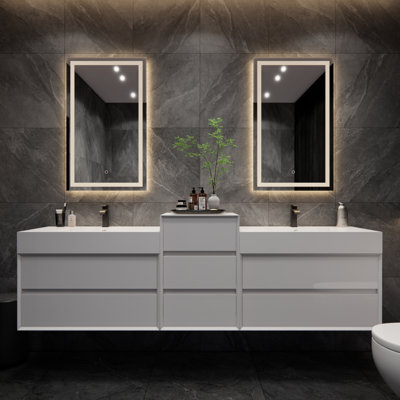 Meuble-lavabo double mural Albizu