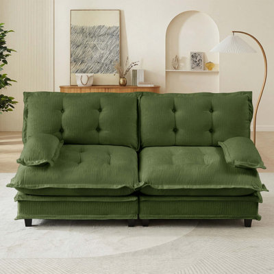 Modular Breathable Chenille Fabric Loveseat Sofa, Easy Assembly for Living Room Comfort