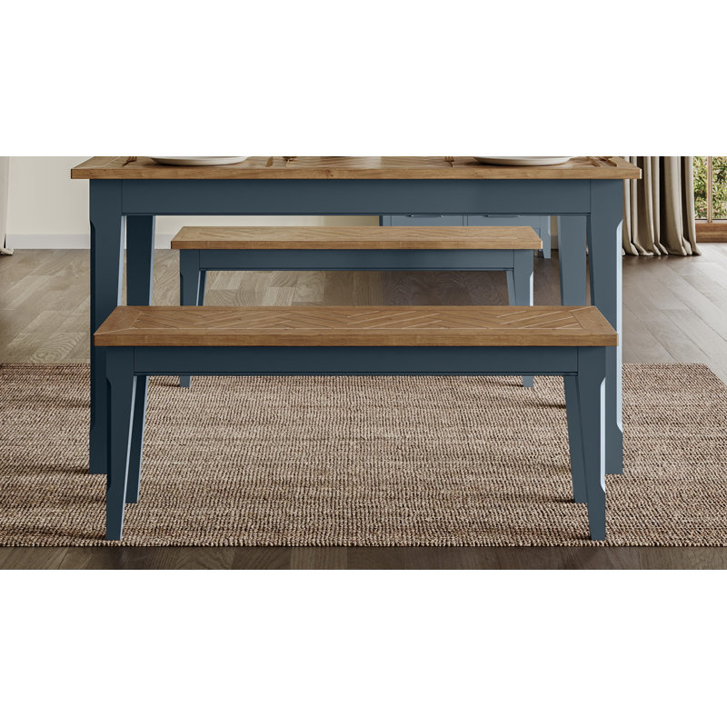 Kusilvak Wood Bench, 45cm H x 130cm W x 35cm D , Blue/Brown