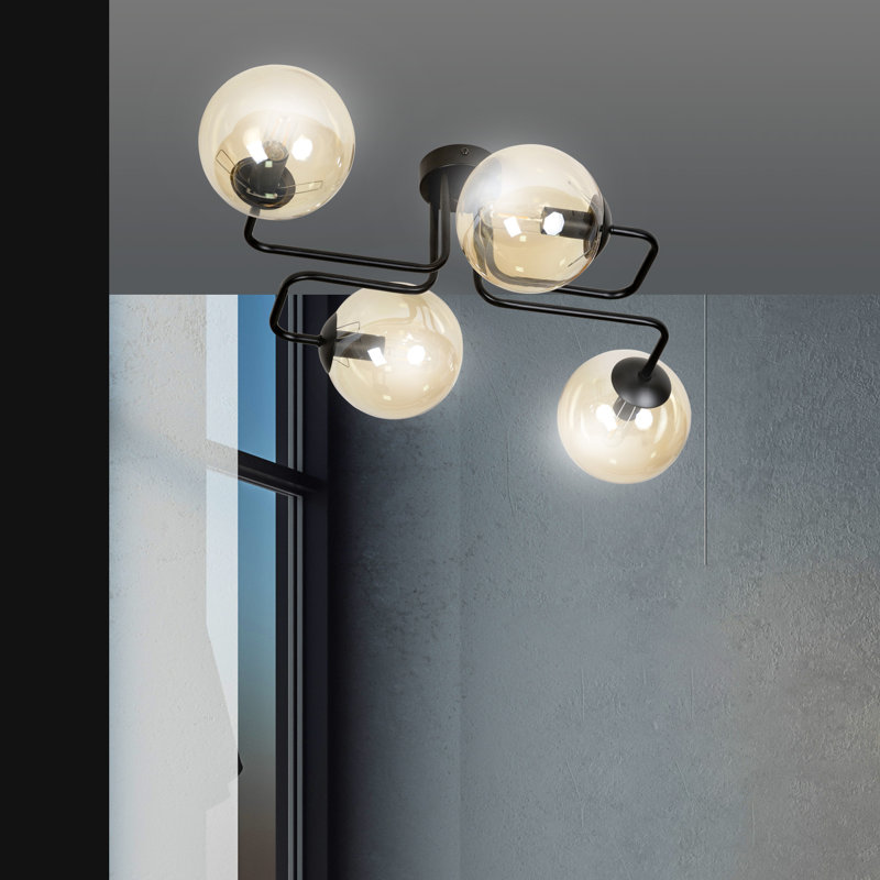 Cadesia Glass Semi Flush Mount, Amber
