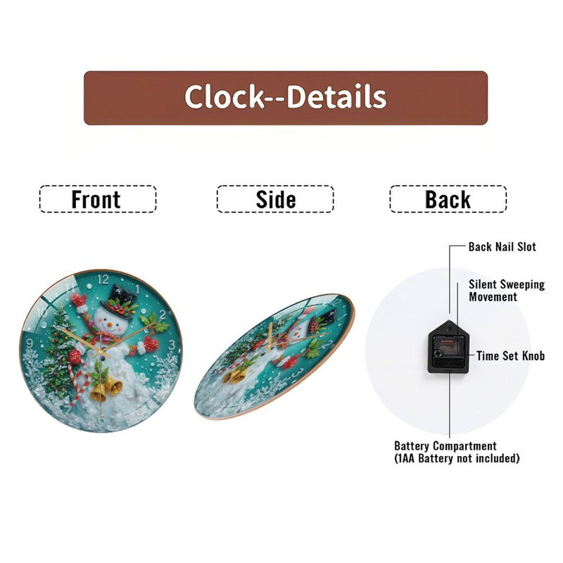 Horloge murale de Noël avec horloge murale 12 po