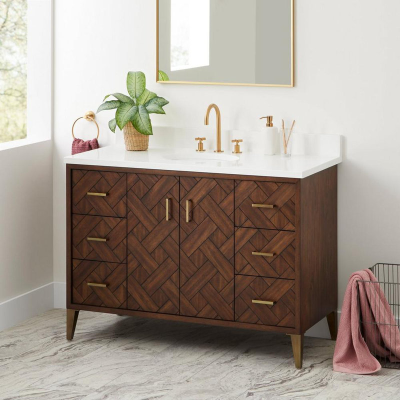 Patzi 48" Free Standing Single Basin Vanity Set with Cabinet and Vanity Top, Arctic White Quartz