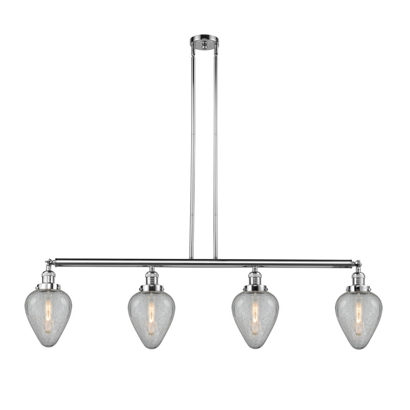 Luminaire suspendu linéaire à 4 lumières pour îlot de cuisine Shauna, Chrome poli
