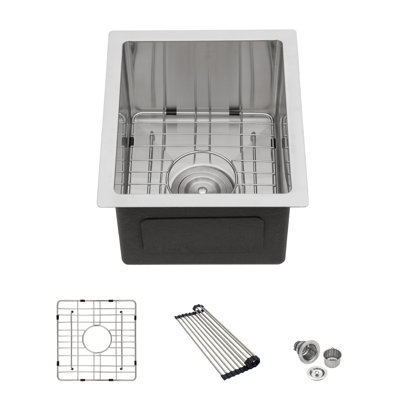 Évier de cuisine encastré 13 - 13 po x 15 po x 9 po Évier de cuisine en acier inoxydable encastrable à cuve simple de calibre 16/9
