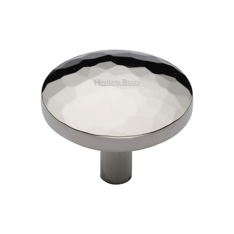 Heritage Brass Heritage Cabinet Knob Hammered Design, Polished Nickel, 3.2cm H x 3.8cm W x 3.8cm D