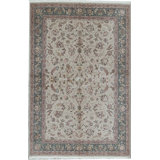 Shah Wool Floral Area Rug in Ivory/Gray/Red