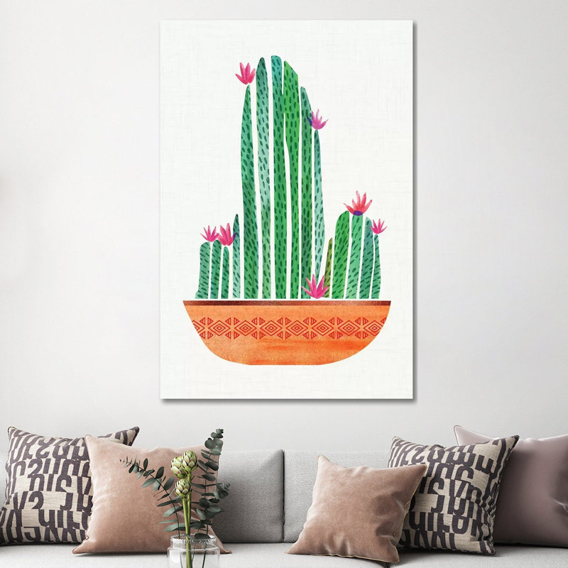 Tiny Cactus Blossoms I 1 Piece Wrapped Canvas Painting, 152.5 cm H x 101.5 cm W