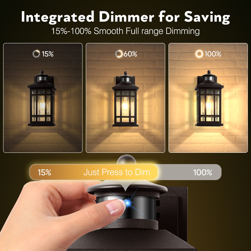 Motion Sensor Outdoor Wall Light, Adjustable Sensing Range Outside Lights for House, Matte Black