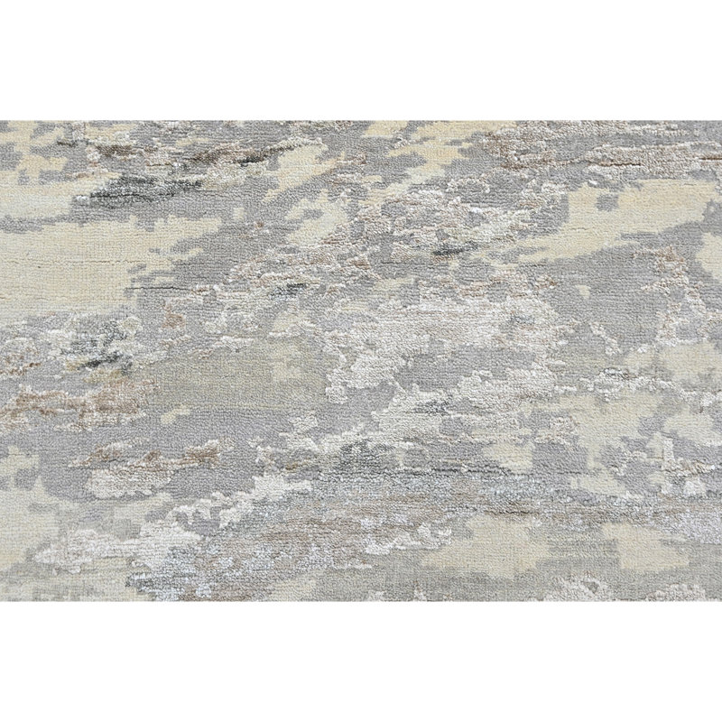 High-Quality Hand-Knotted Beige And Copper Area Rug, Rectangle 8' x 10', Beige And Copper
