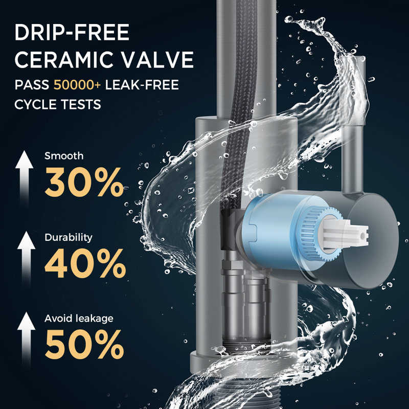 FURUISI Pull Down Kitchen Faucet with Soap Dispenser, Matte Black
