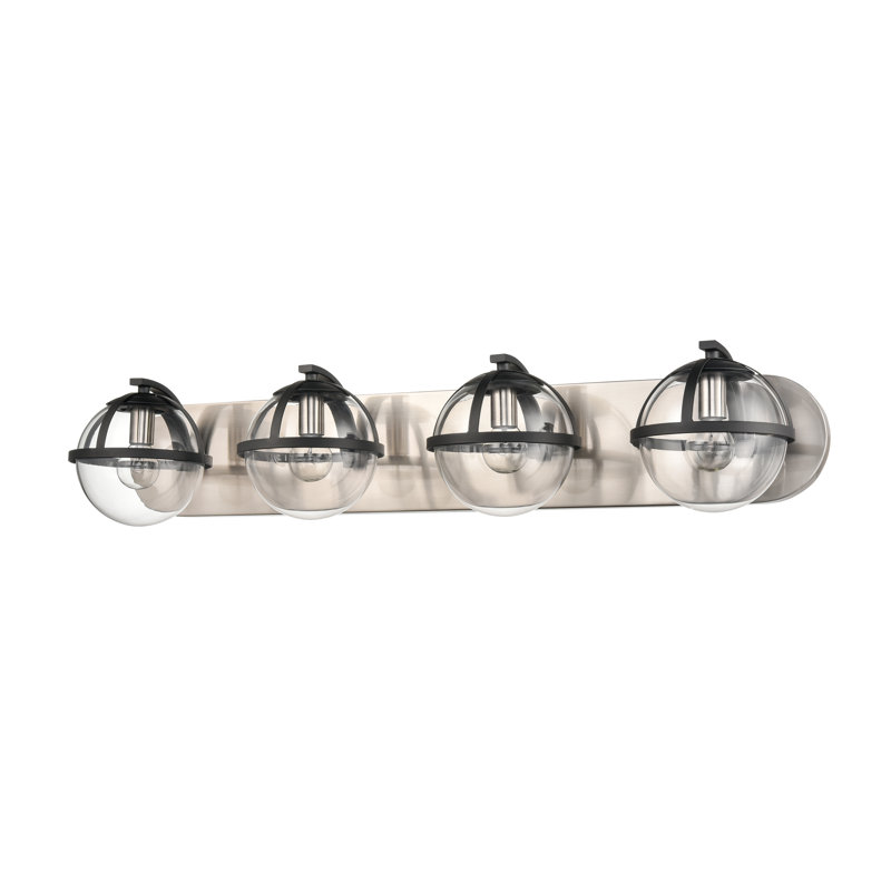 Éclairage pour salle de bain à 4 lumières de 31 po de large Fosteau - nickel satiné, H 6 po x l 31 po x P 7,5 po, Nickel