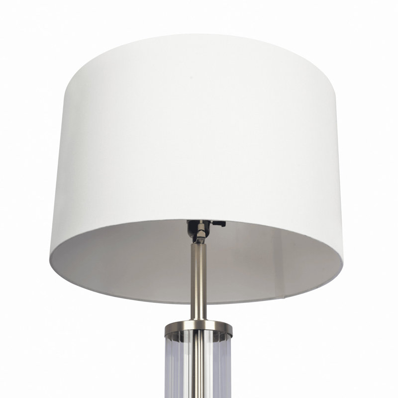 Brushed Nickel Floor Lamp With 3-Way Rotary Switch Clear Glass Body  Metal Base