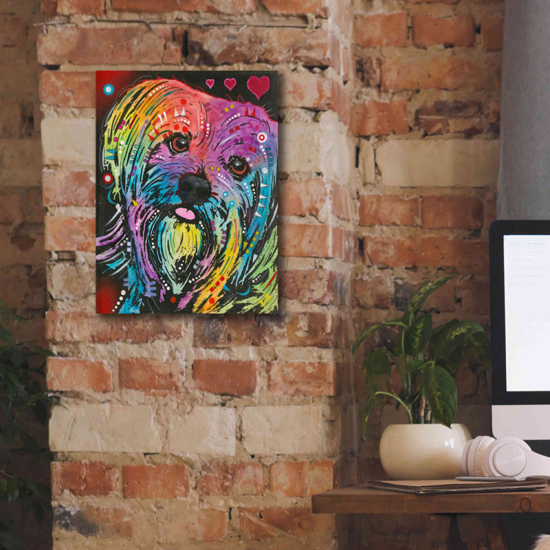 «Maltese Pup» par Dean Russo, art mural sur toile, H 16 po x l 12 po x P 0,75 po