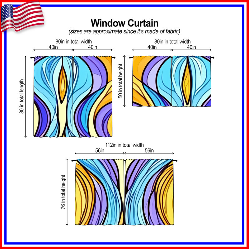 Rideaux abstraits abstraits et transparents - 2 panneaux, 40 po x 60 po - 2 panneaux, Transparent