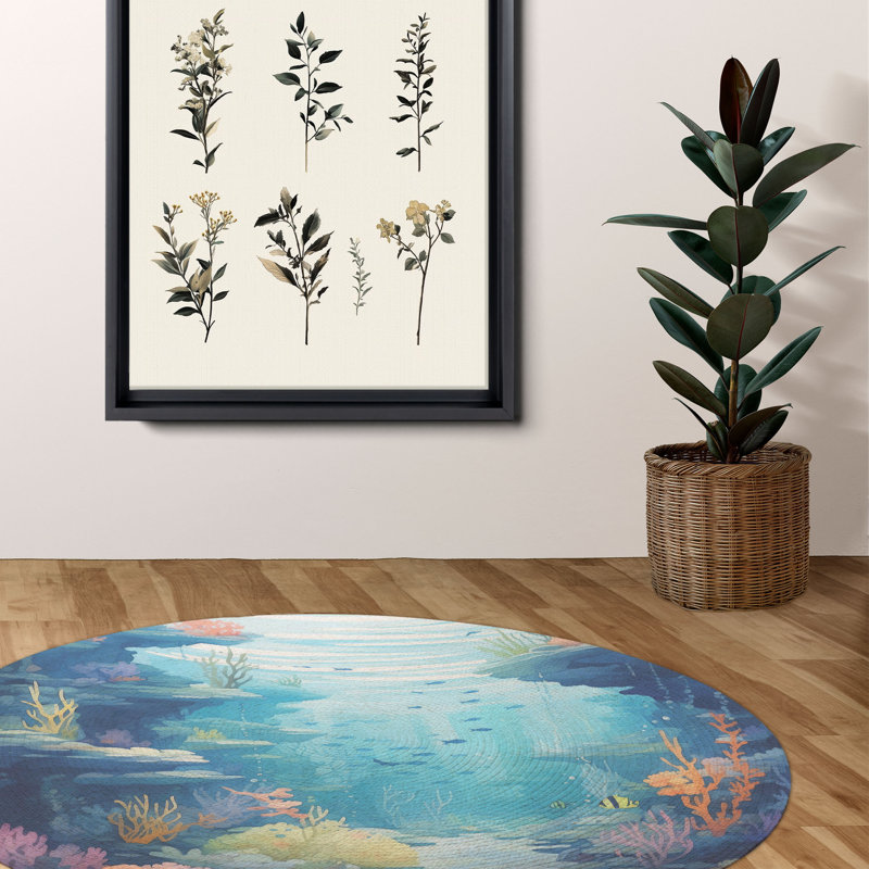 Tapis tressé Hidden Sea Wonders, Rond 5 pi