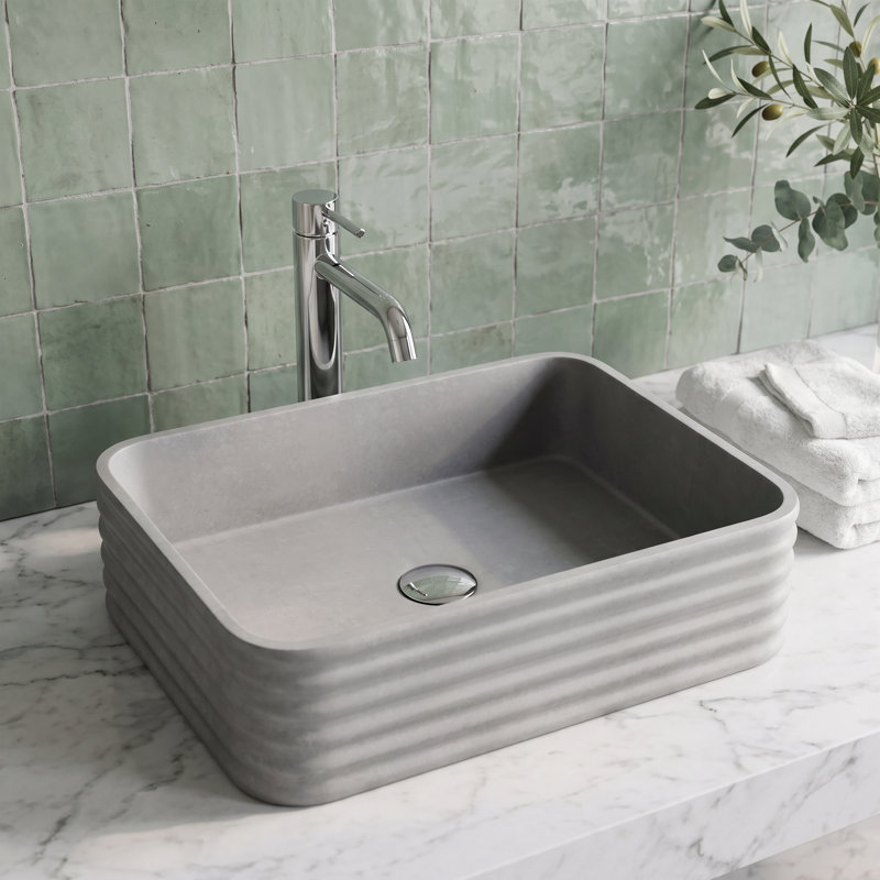Cadman 18" L x 13" W x 5" H Grey Handmade Rectangular Vessel Bathroom Sink
