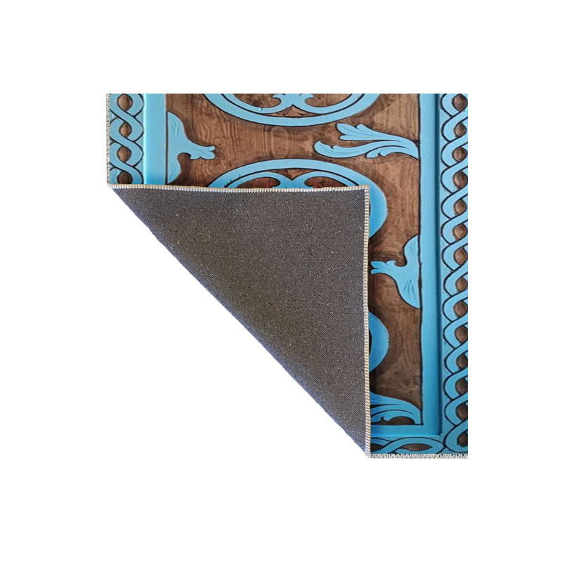 Tapis décoratif lavable turquoise, Sous-tapis rectangulaire de 3 pi 3 po x 6 pi 7 po 