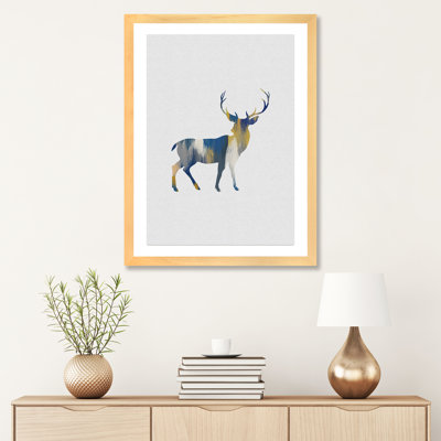 Cerf bleu et jaune - impression d'art graphique