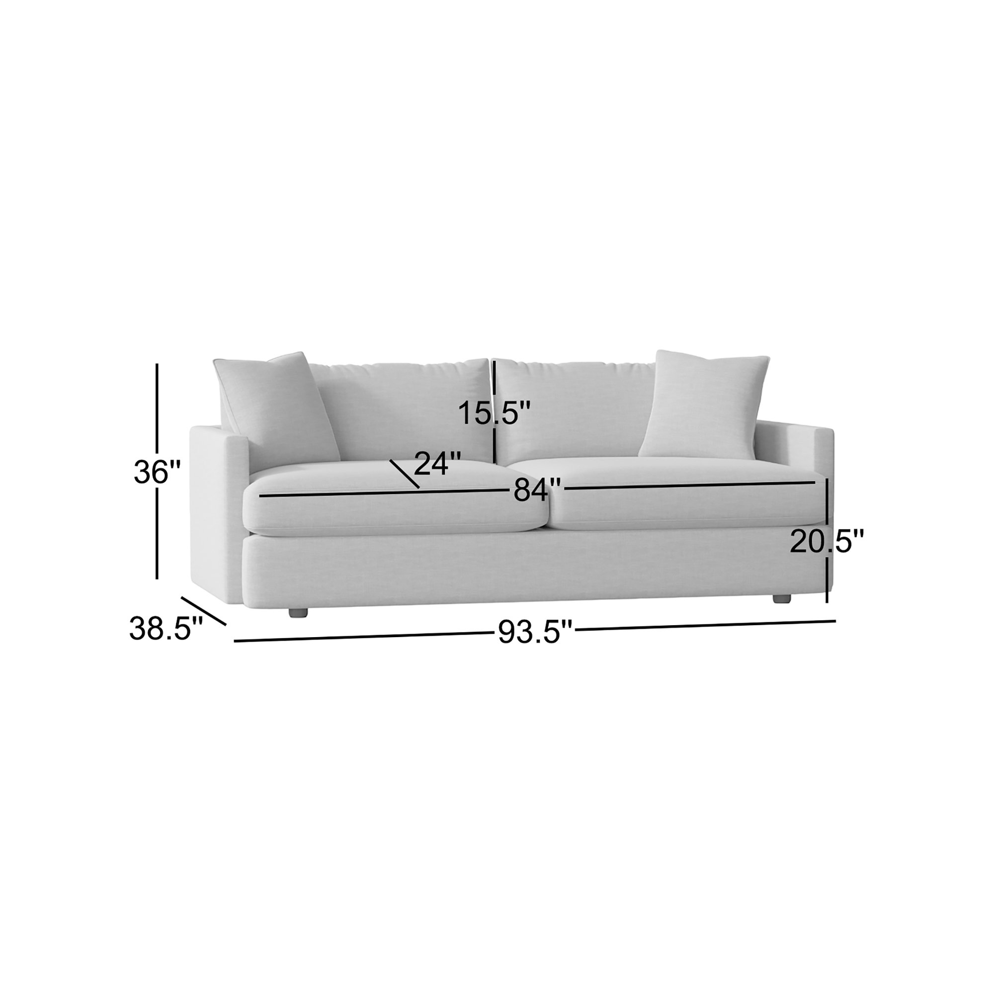 Fletcher 93" Recessed Arm Sofa, Conversation Pearl Performance Basketweave