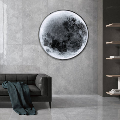 60cm Integrated Flush Mount Dimmable moon wall light,LED wall light with remote control