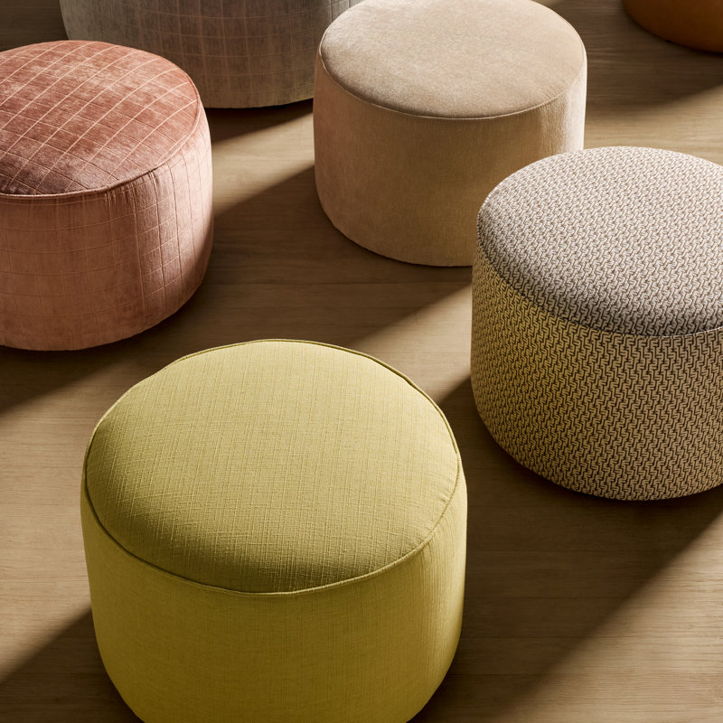 Murano Upholstered Ottoman, Block Iceberg Chenille