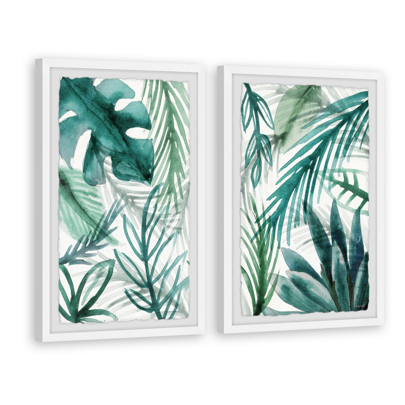" Green Palms " 2 - Pieces Painting Print, 45" H x 30" W